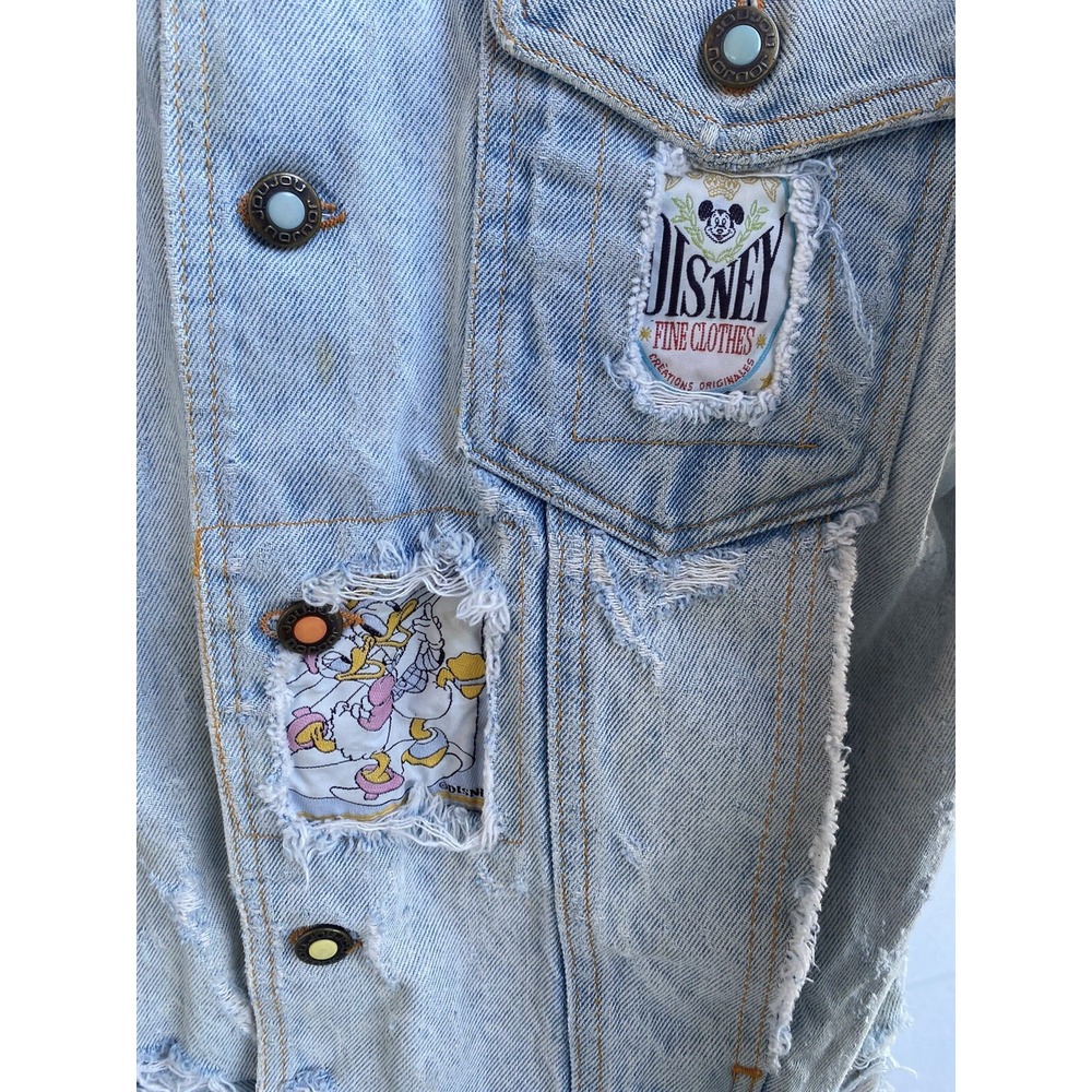 COLLECTORS DISNEY CHARACTER DISTRESSED DENIM JACKET MICKEY MINNIE DONALD DAISY S - Picture 3 of 8